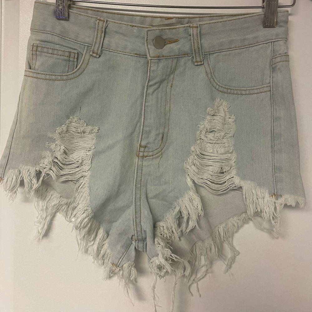 36 Point 5 distressed jean shorts